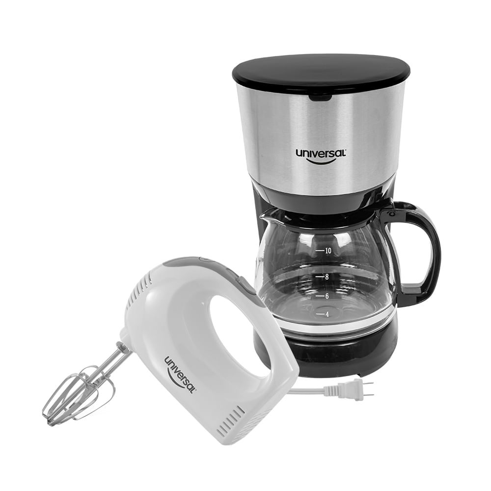 COMBO UNIVERSAL CAFETERA 10 TAZAS + BATIDORA 5 VELOCIDADES