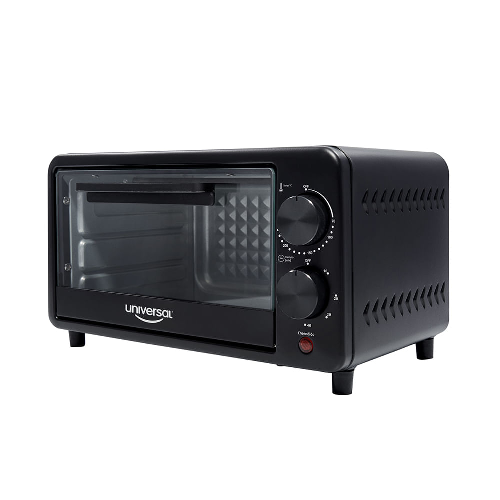 Horno Tostador UNIVERSAL con niveles de temperatura ajustables, 550W de potencia, bandeja en aluminio y rejilla metálica, luz indicadora de encendido