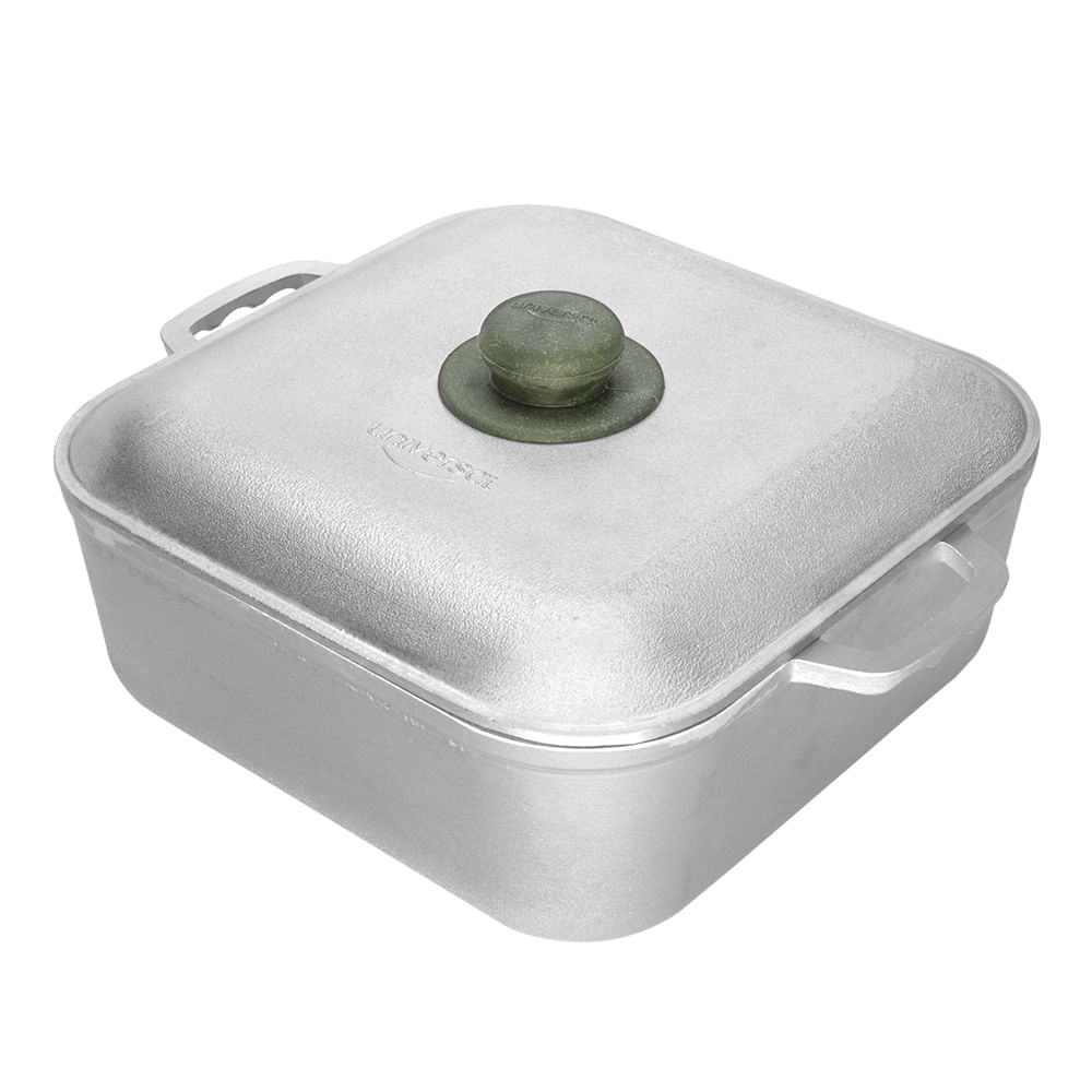 Caldero Cuadrado UNIVERSAL 26 centímetros, Diagonal 32 cm/ Tapa Fundida/ Aluminio/ Ecologico/ Hornear/ Freir/ Arroces/ Asar