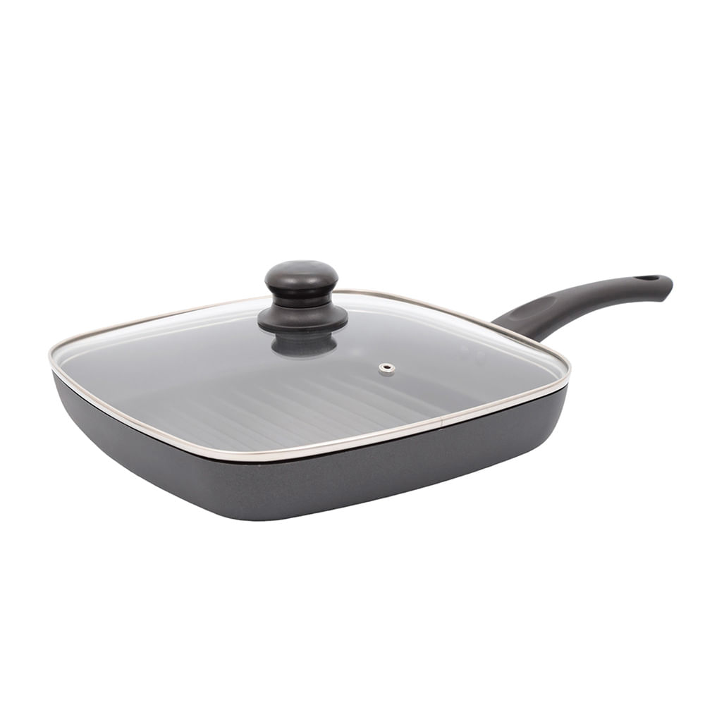 Plancha Grill Aliada 28 cm + tapa de vidrio