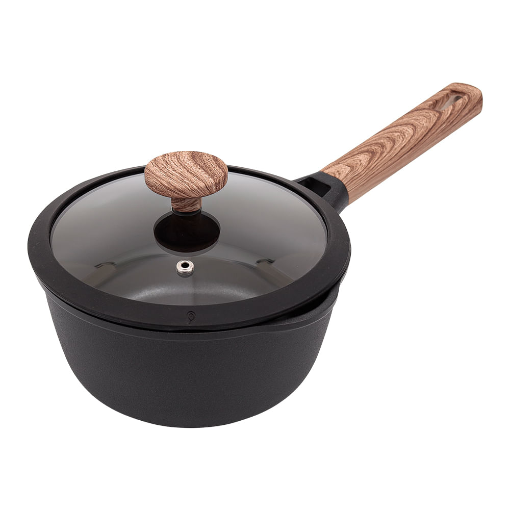 PEROL RUSTIK BLACK 18 CM + TAPA DE VIDRIO
