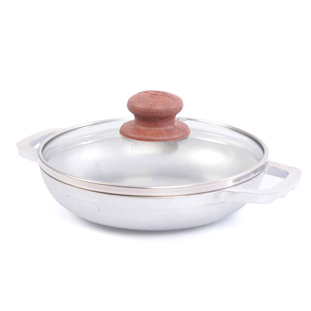 Cacerola en aluminio fundido de 14 cm + tapa de vidrio