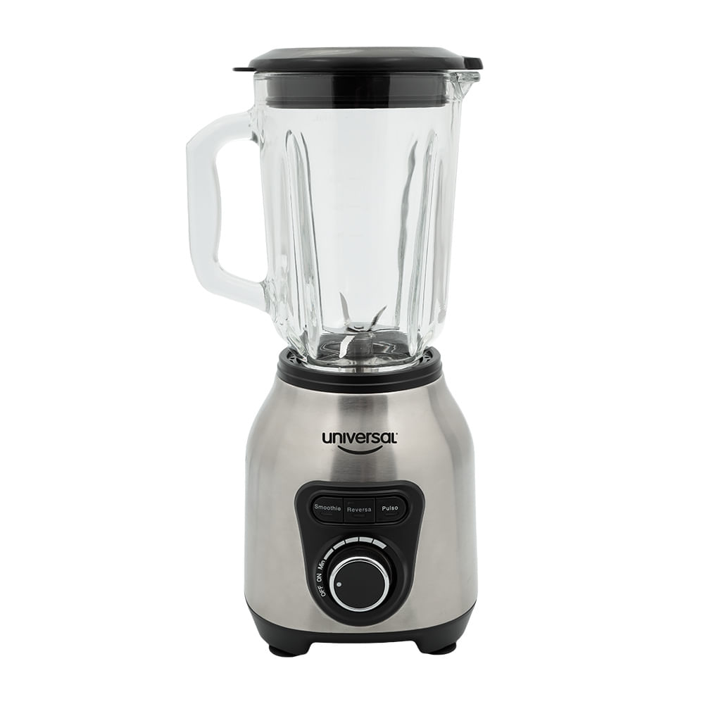 Licuadora Ice Power Universal, 1100 watts de potencia, 5 velocidades, función pica hielo, smoothie y pulso, vaso de vidrio capacidad de 1.8L