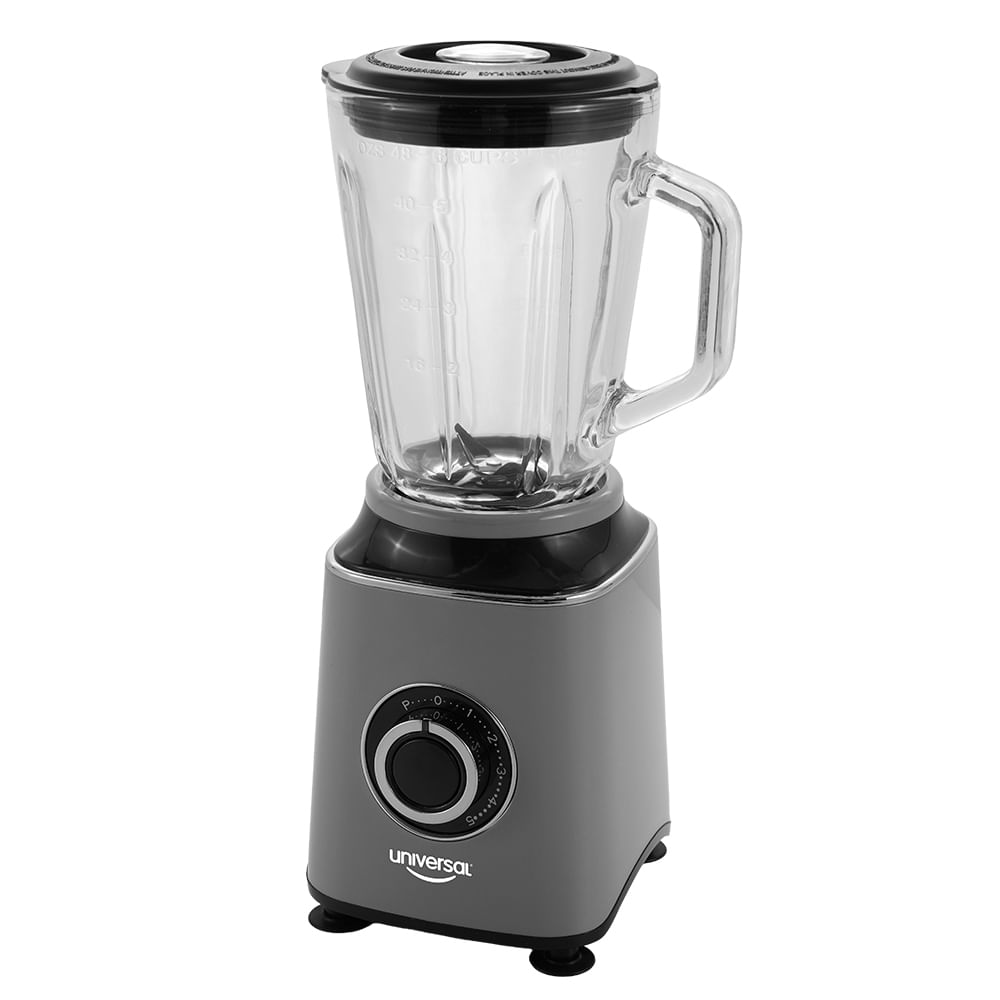 Licuadora Platinium Universal, 1000 watts de potencia, 5 velocidades y función de pulso, vaso de vidrio capacidad de 1.5L