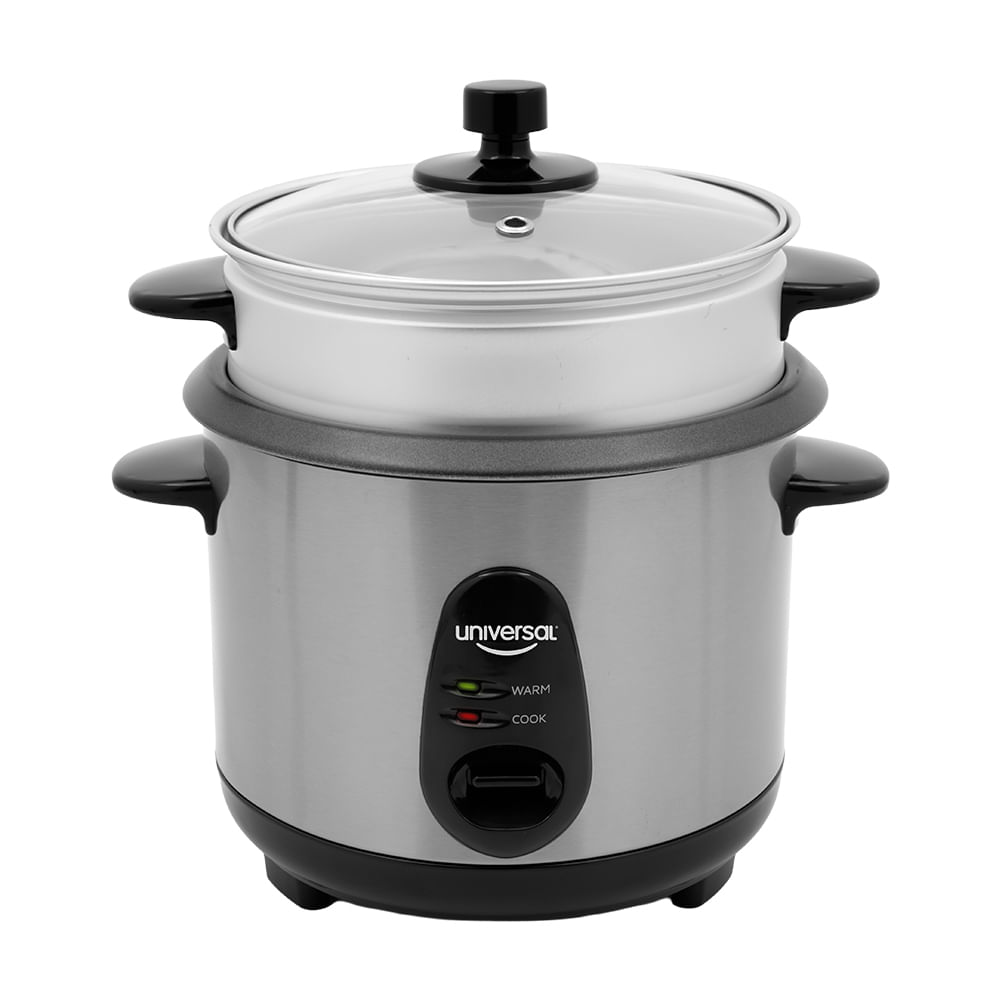 Olla Arrocera Inox Multifuncional UNIVERSAL, capacidad 5 tazas/ 1L /1 lb, recipiente con recubrimiento antiadherente  y removible, limpia fácilmente.