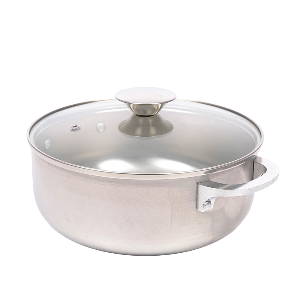 Caldero de Aluminio 30 cm tapa de vidrio
