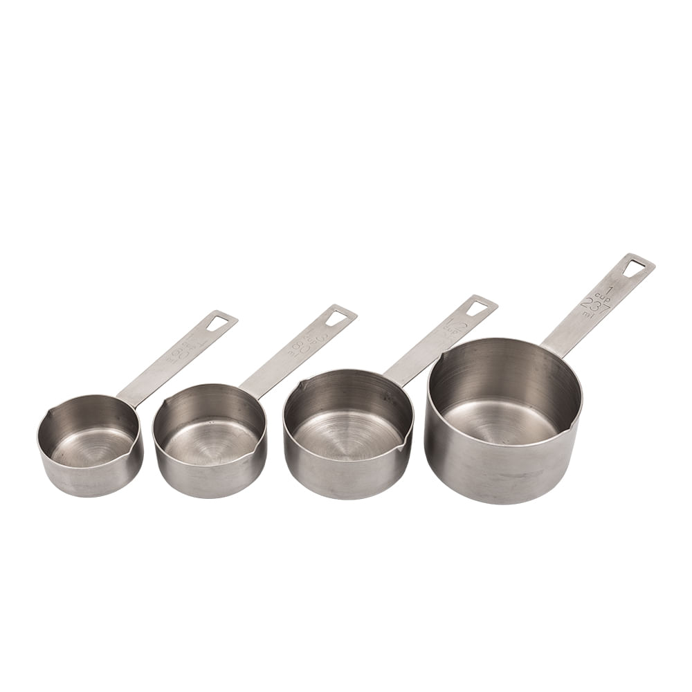 SET X 4 COPAS MEDIDORAS DE ACERO INOXIDABLE – MEDICIÓN PRECISA PARA COCINA PROFESIONAL Y REPOSTERÍA